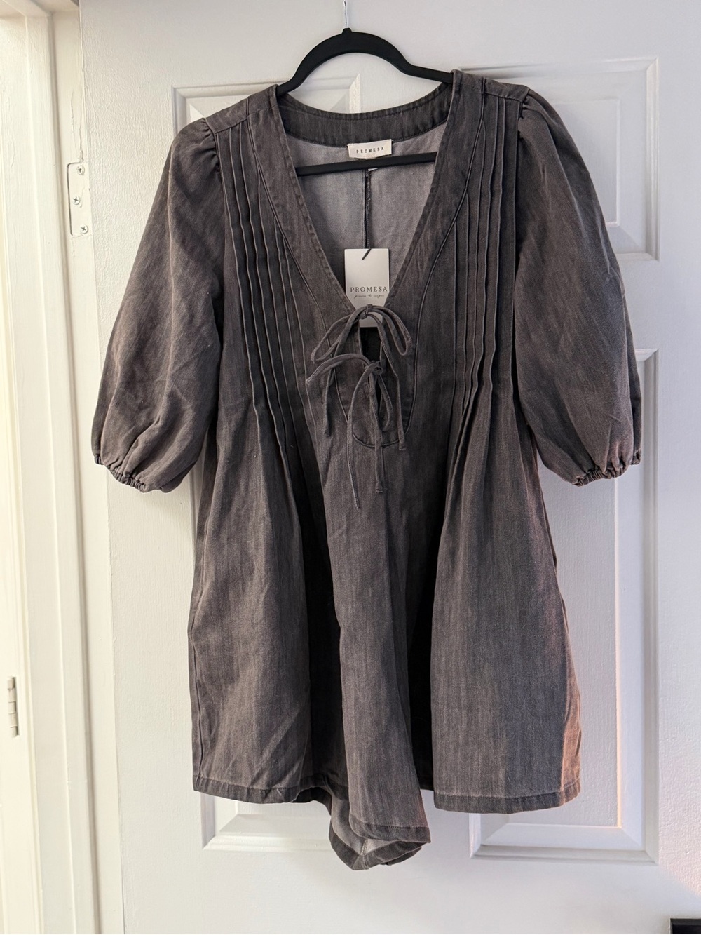 VICI-Terez Front Tie Denim Romper(M) - Picture 5 of 6